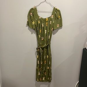 Floral Tie Waist MIDI Dress